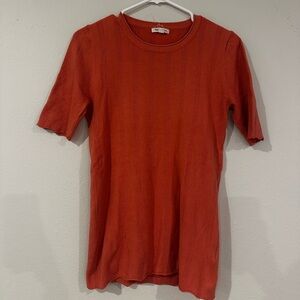Tea & Rose Dusty Orange Ribbed Short Sleeve‎ Sweater | Women’s Medium